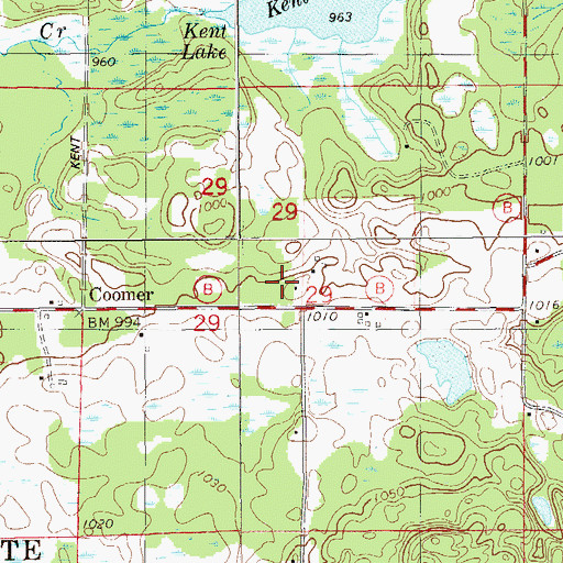 Topographic Map of Coomer School, WI