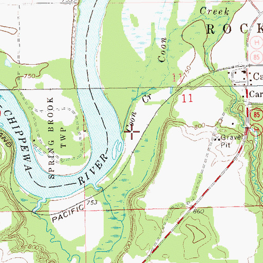 Topographic Map of Coon Creek, WI