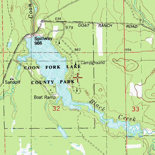 Topographic Map of Coon Fork Lake County Park, WI