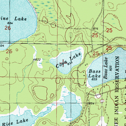 Topographic Map of Coon Lake, WI