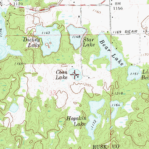 Topographic Map of Coon Lake, WI