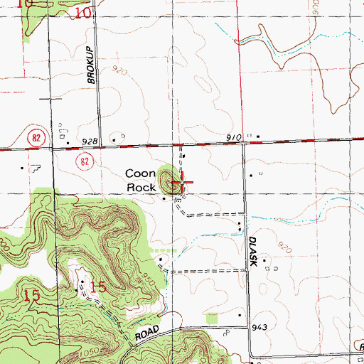 Topographic Map of Coon Rock, WI