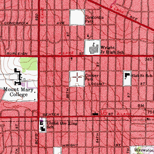 Topographic Map of Cooper Park, WI