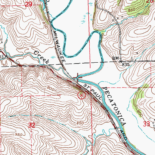 Topographic Map of Copper Creek, WI