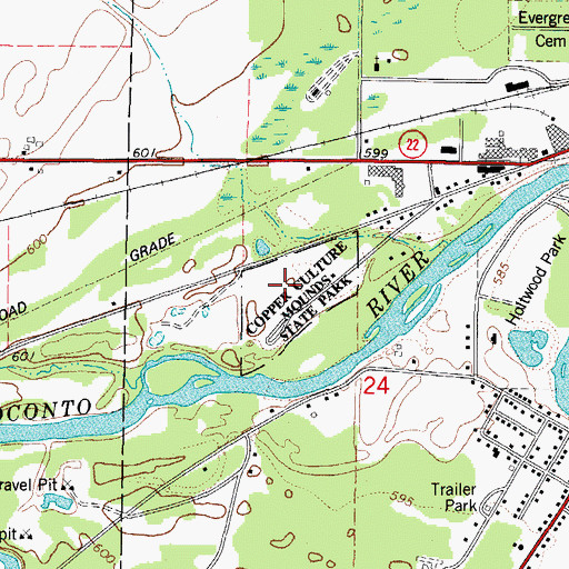 Topographic Map of Copper Culture Mounds State Park, WI