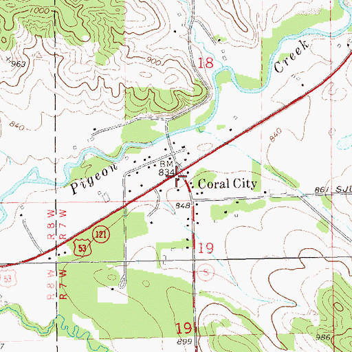 Topographic Map of Coral City, WI