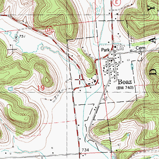 Topographic Map of Core Hollow, WI