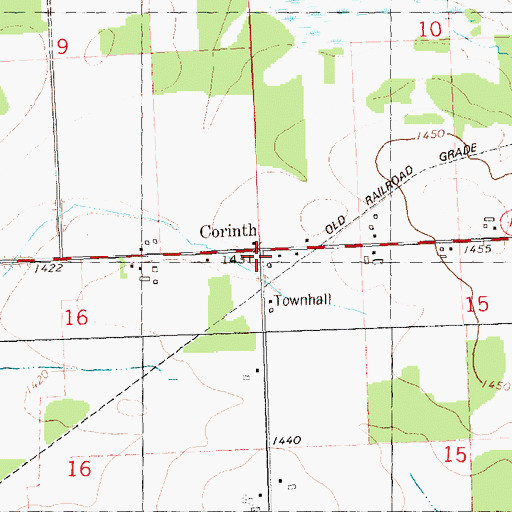 Topographic Map of Corinth, WI