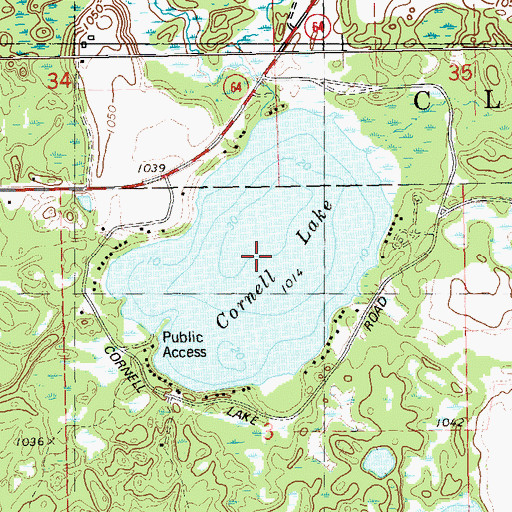 Topographic Map of Cornell Lake, WI