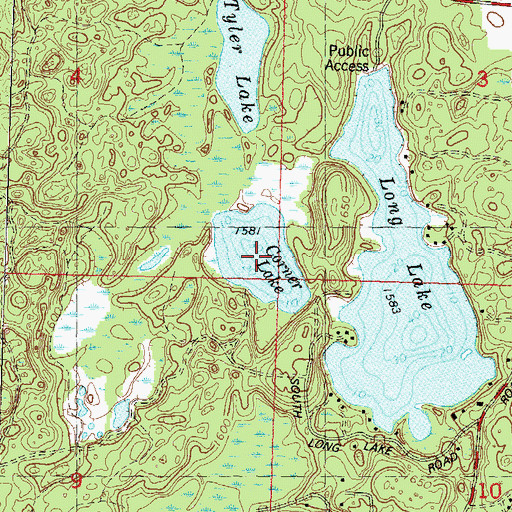 Topographic Map of Corner Lake, WI