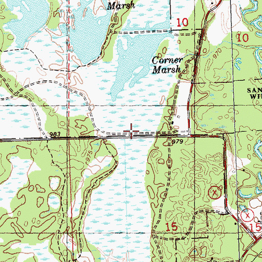 Topographic Map of Corner Marsh, WI