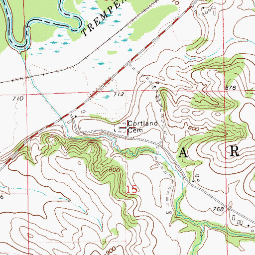 Topographic Map of Cortland Cemetery, WI
