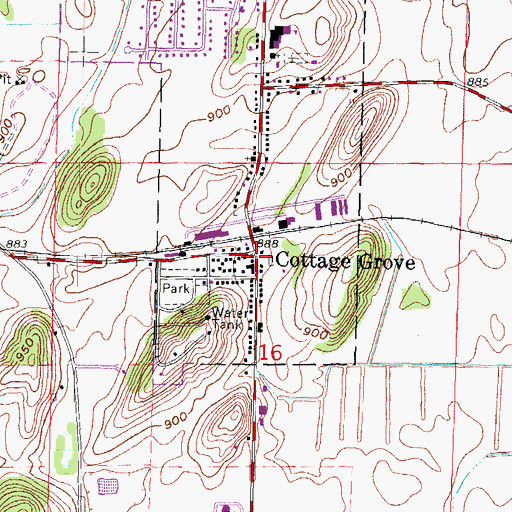 Topographic Map of Cottage Grove, WI