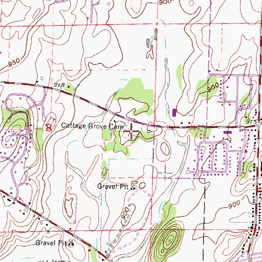 Topographic Map of Cottage Grove Cemetery, WI
