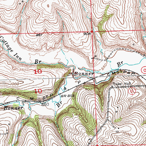 Topographic Map of Cottage Inn Branch, WI