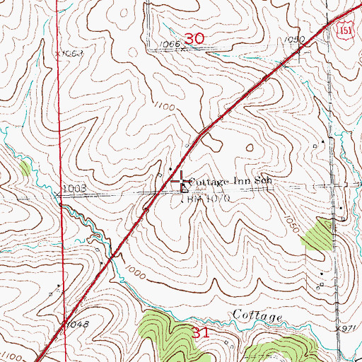 Topographic Map of Cottage Inn School, WI