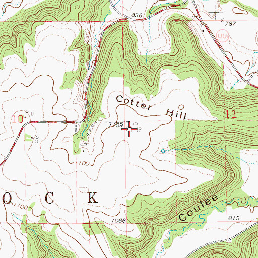 Topographic Map of Cotter Hill, WI