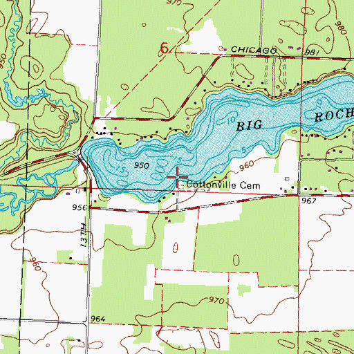 Topographic Map of Cottonville Cemetery, WI