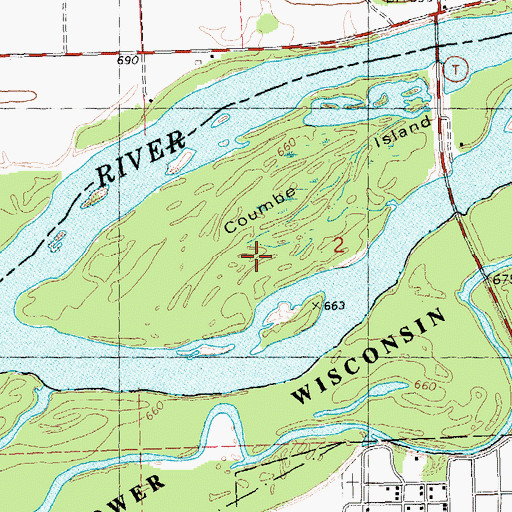 Topographic Map of Coumbe Island, WI
