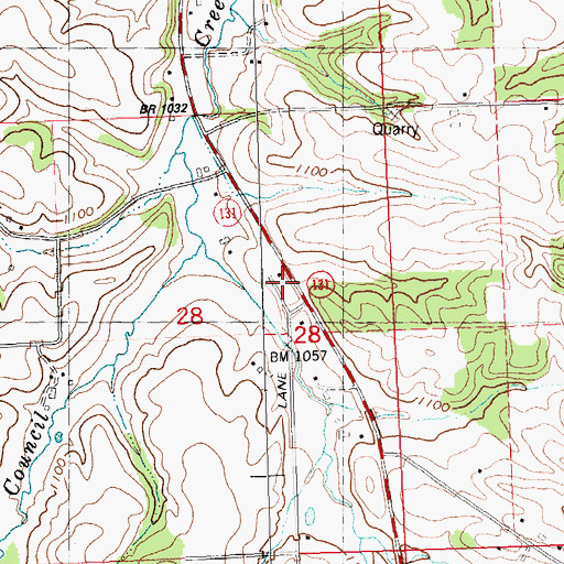 Topographic Map of Council Creek School, WI