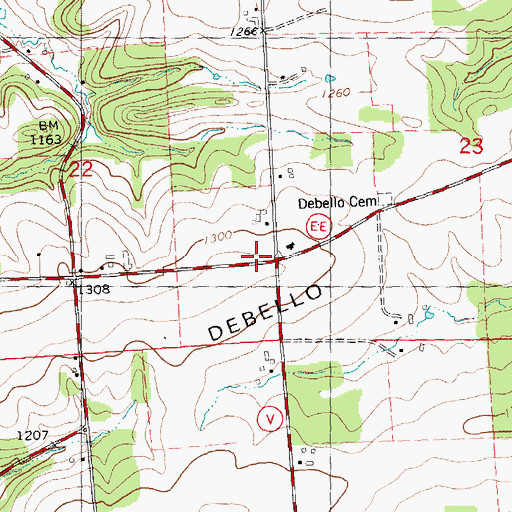 Topographic Map of County Corners School (historical), WI