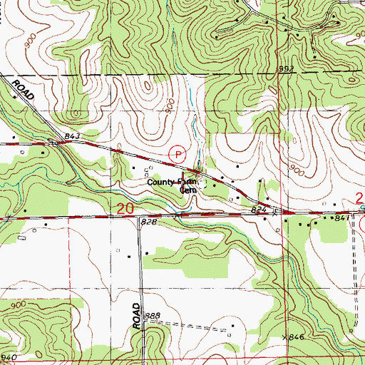 Topographic Map of County Farm Cemetery, WI