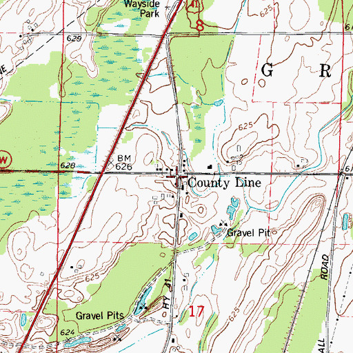 Topographic Map of County Line, WI
