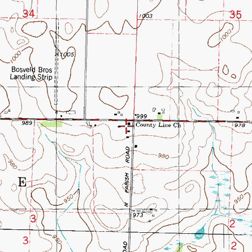 Topographic Map of County Line Church, WI