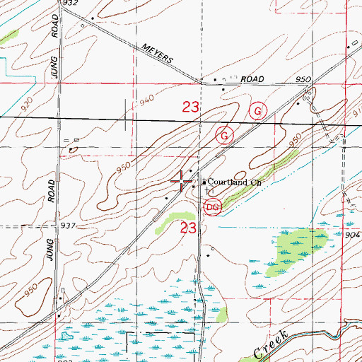 Topographic Map of Courtland Bennett School (historical), WI