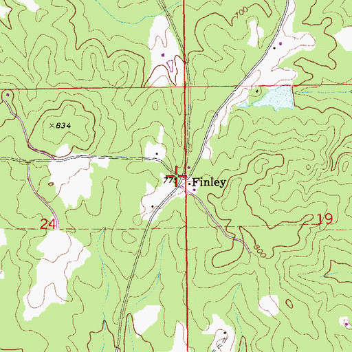 Topographic Map of Finley, AL