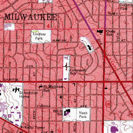 Topographic Map of Northwest Lutheran School, WI