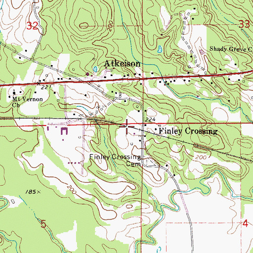 Topographic Map of Finley Crossing, AL