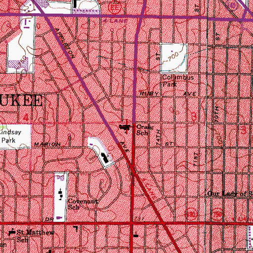 Topographic Map of Craig Montessori School, WI