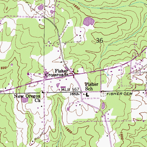 Topographic Map of Fisher Crossroads, AL