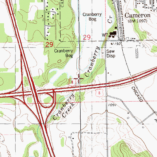 Topographic Map of Cranberry Creek, WI