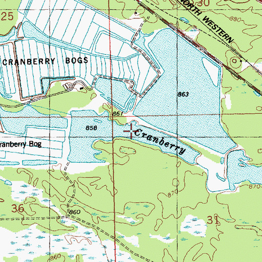 Topographic Map of Cranberry Flowage, WI