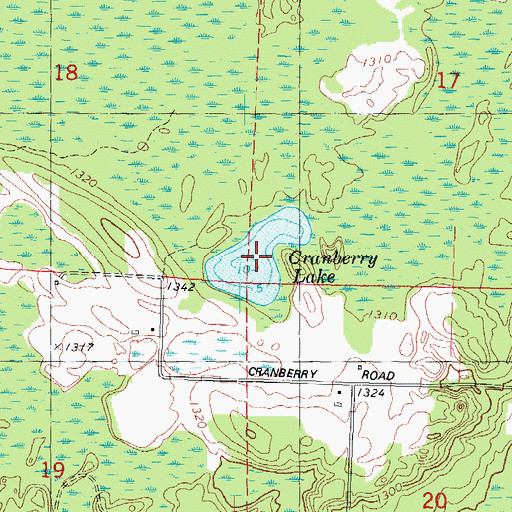 Topographic Map of Cranberry Lake, WI
