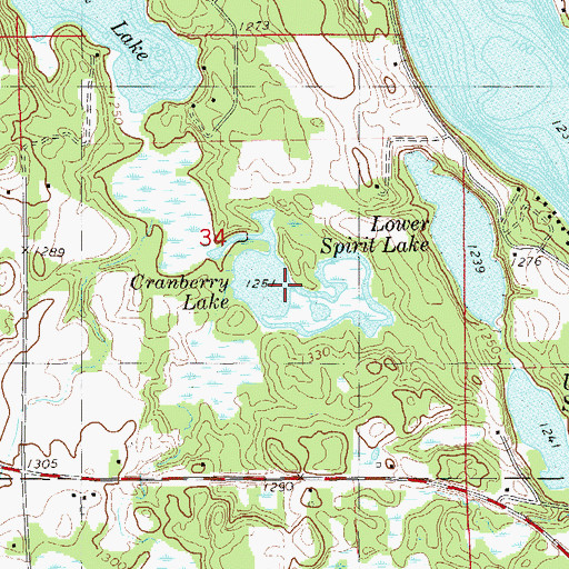 Topographic Map of Cranberry Lake, WI