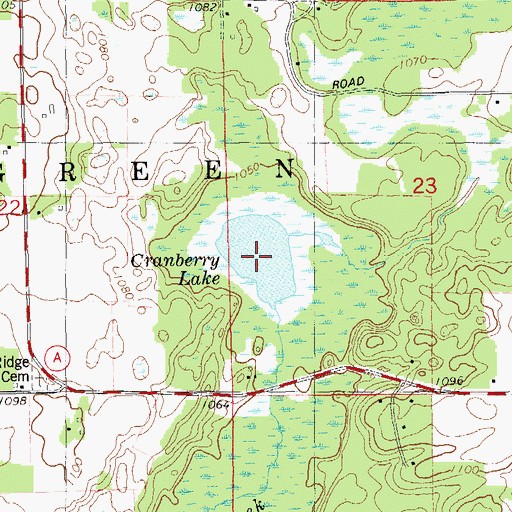 Topographic Map of Cranberry Lake, WI