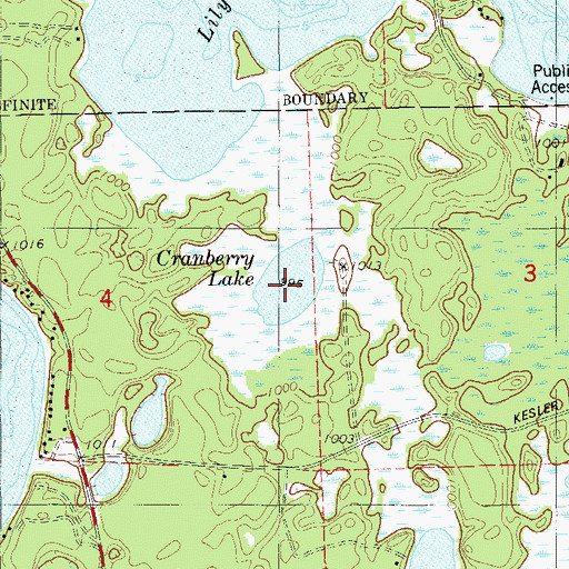 Topographic Map of Cranberry Lake, WI