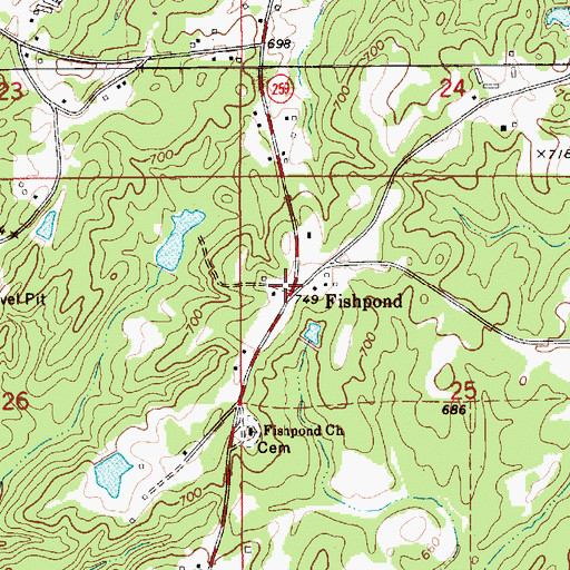 Topographic Map of Fishpond, AL