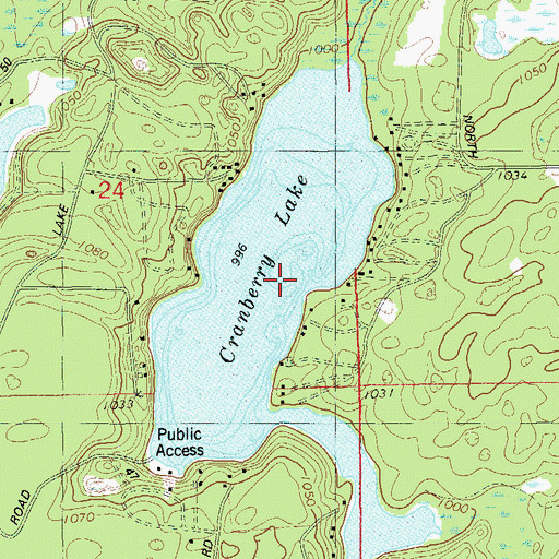 Topographic Map of Cranberry Lake, WI