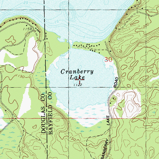 Topographic Map of Cranberry Lake, WI