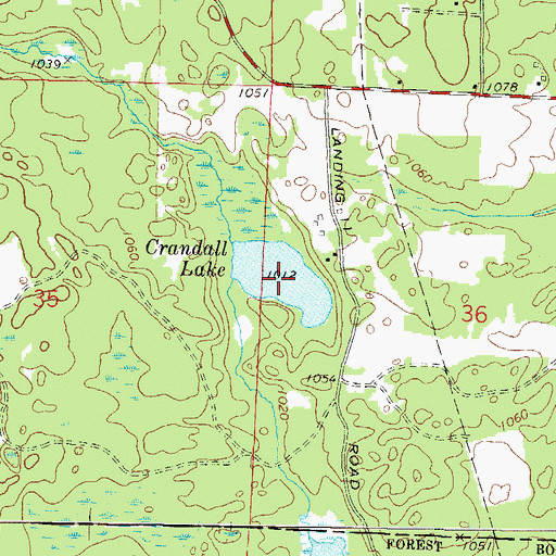 Topographic Map of Crandall Lake, WI
