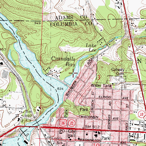 Topographic Map of Crandalls Bay, WI