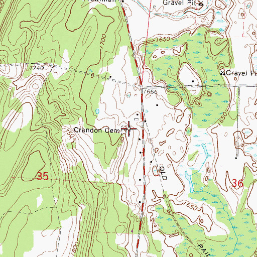 Topographic Map of Crandon Cemetery, WI