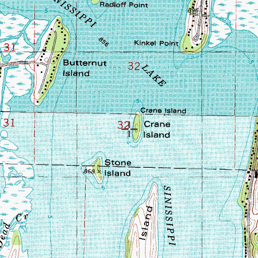 Topographic Map of Crane Island, WI
