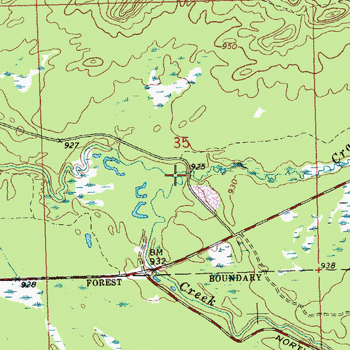 Topographic Map of Crawford Creek, WI
