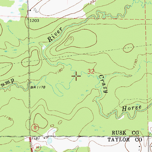 Topographic Map of Crazy Horse Creek, WI