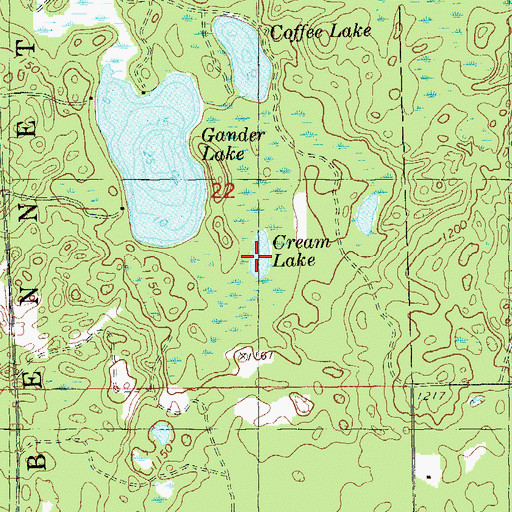 Topographic Map of Cream Lake, WI